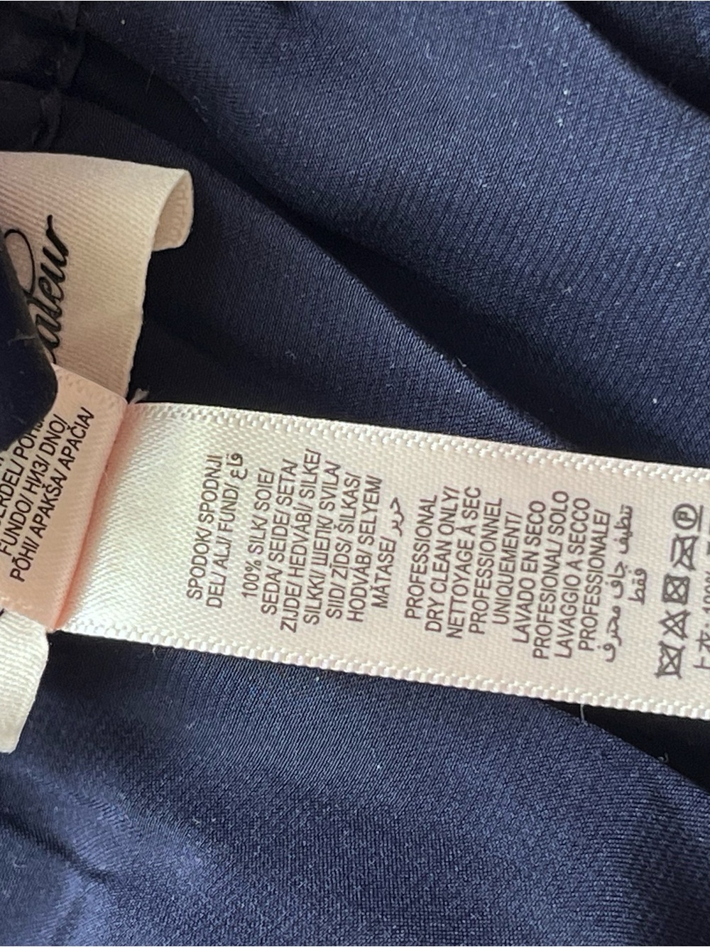 Agent Provocateur Navy Satin Button-Front Pajama Set - Picture 4 of 4